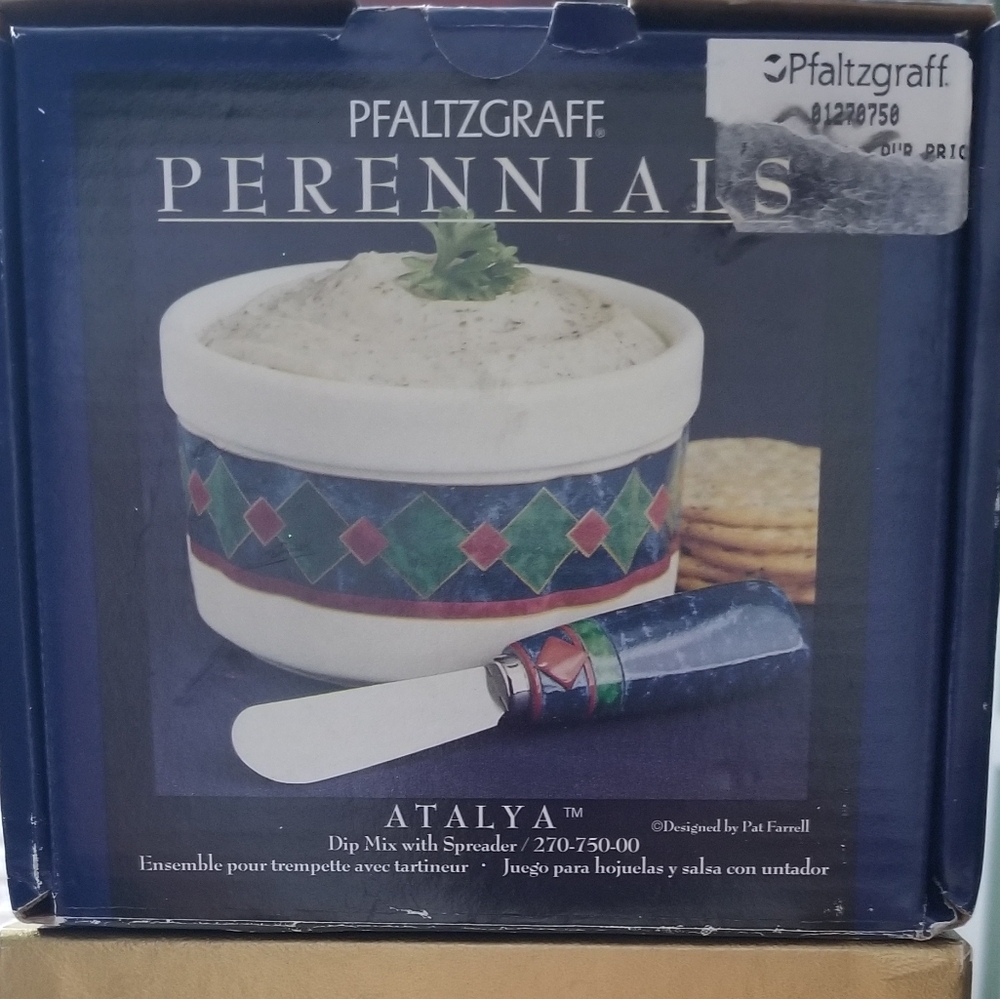 Pfaltzgraff Perennials Dip Bowl with Spreader - NIB